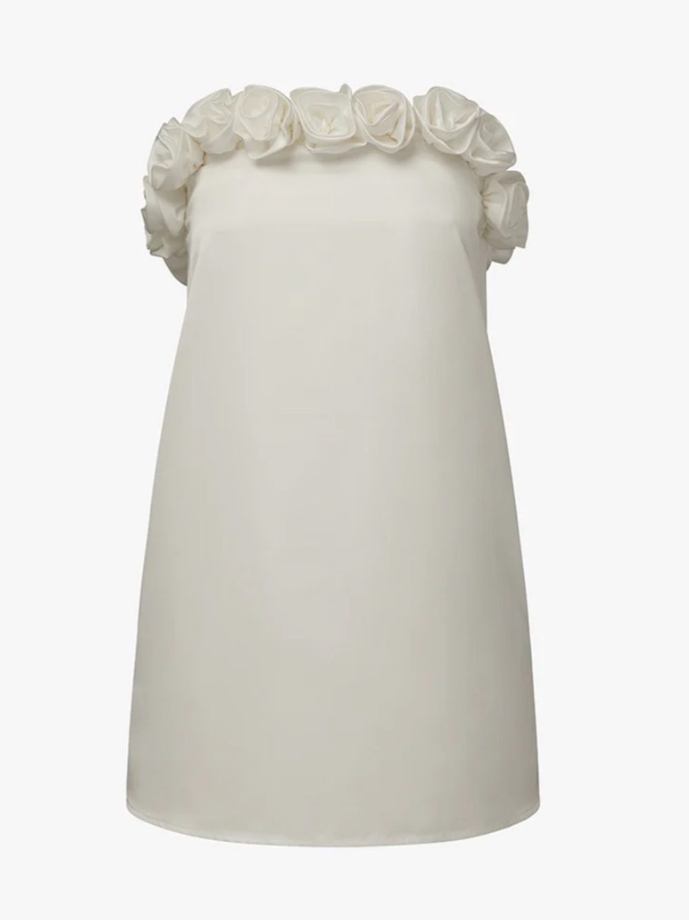 Strapless Ivory Floral Trim Mini Dress